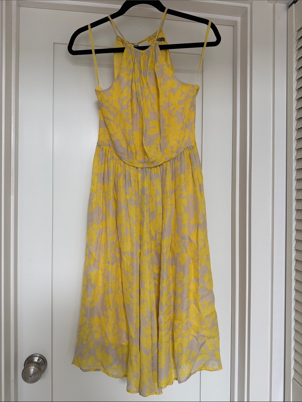 Yellow Floral Halter Midi Dress